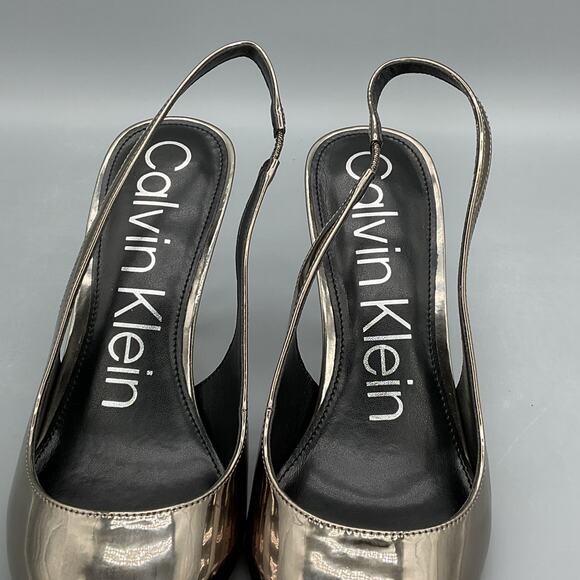 NEW Calvin Klein Women’s Cinola Slingback Pumps Pewter Mirror Metallic Size 8.5M - Picture 6 of 11